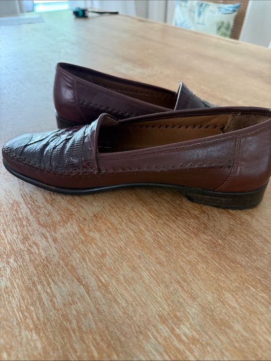 Authentic Men\'s Belvedere Brown Crocodile Leather Loafers Shoes Size US 10.5 M